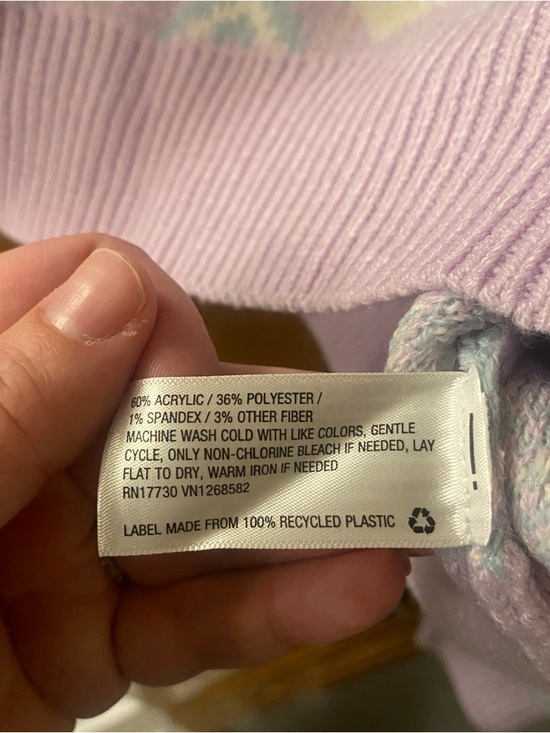 wild fable Pastel Pink & Cream Heart-Pattern Crewneck Sweater - Picture 3 of 4